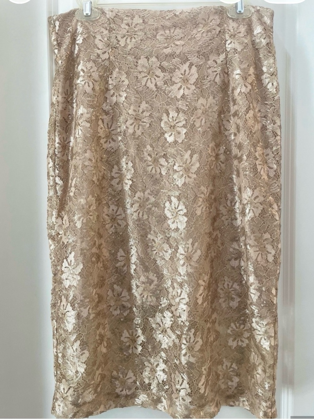 New York & Company - Eva Mendes Gold Sequin Lace Pencil Skirt